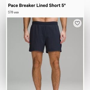 Lululemon Pace Breaker Lined Short 5"